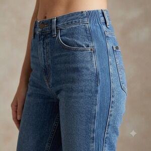 Lee Side Elastic Jeans Womens Size 6 Medium Wash High Rise Straight Leg Denim